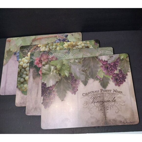 Pimpernel Tuscan Vineyard Placemats Set Of 4 By Anna Grape Design Cork Backing - Picture 2 of 11